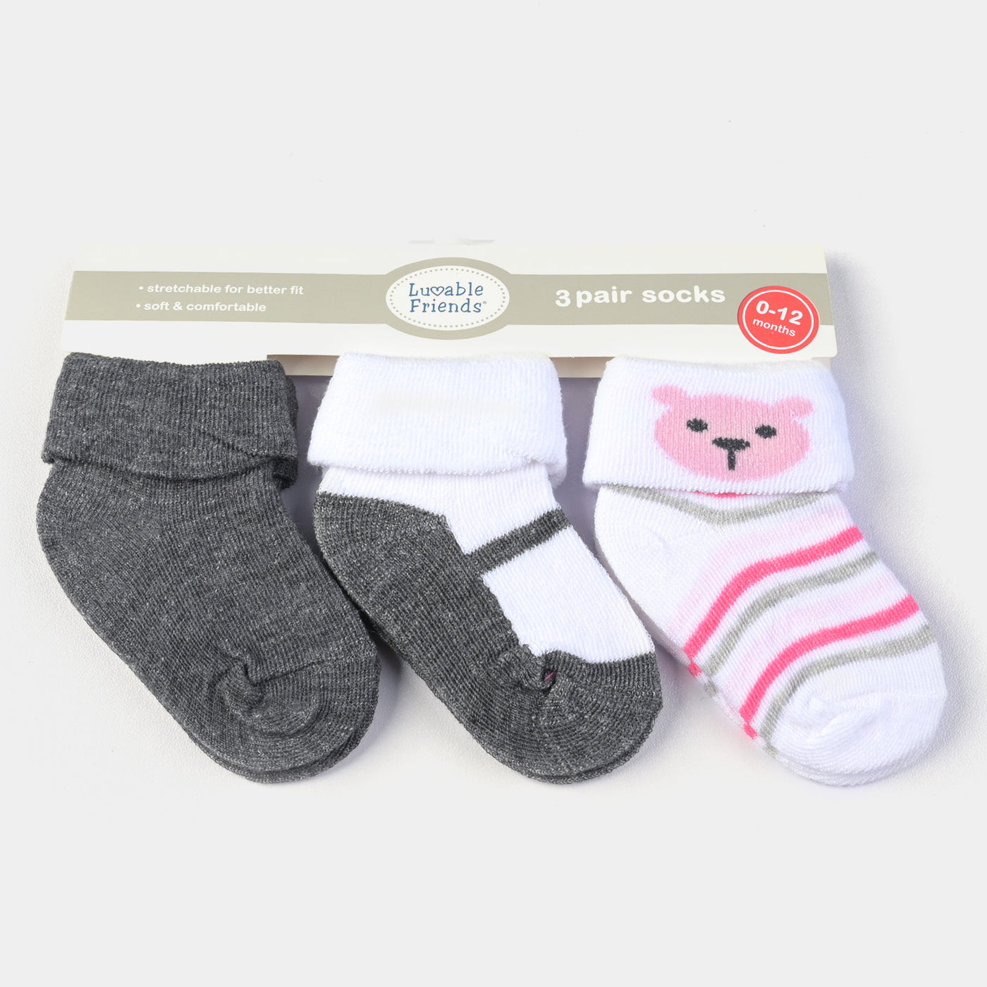 INFANT BABY 3 PAIR SOCKS | 0-12M