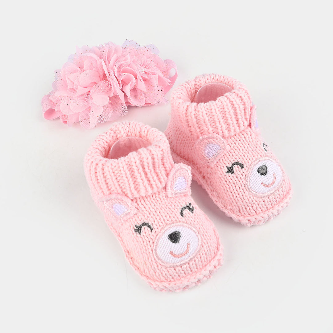 Woolen Baby Socks/Shoes With Ribbon | 0-6M