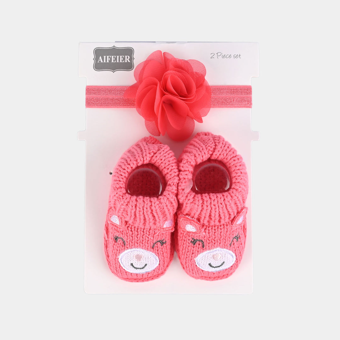 Woolen Baby Socks/Shoes With Ribbon | 0-6M