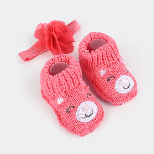 Woolen Baby Socks/Shoes With Ribbon | 0-6M