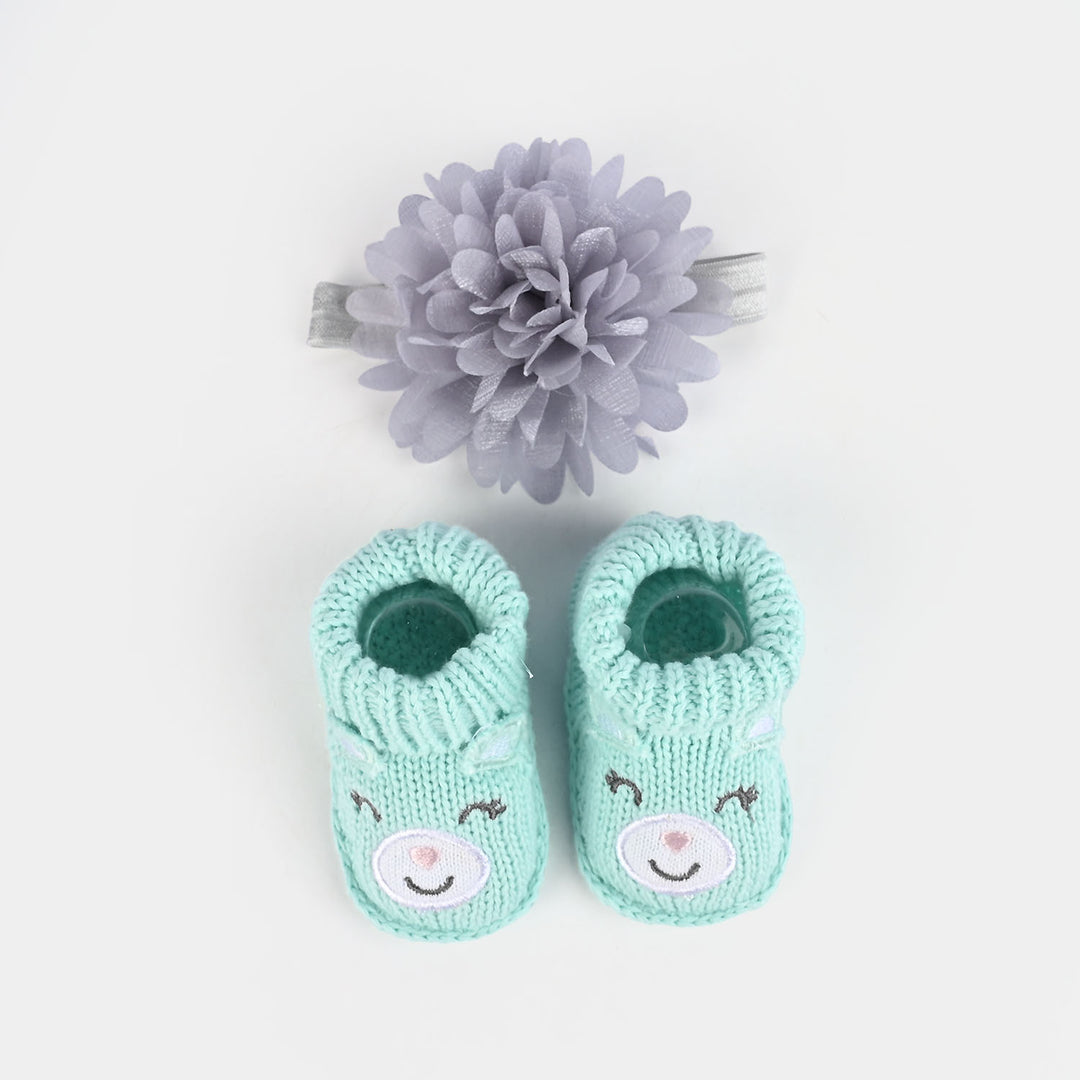 Woolen Baby Socks/Shoes With Ribbon | 0-6M