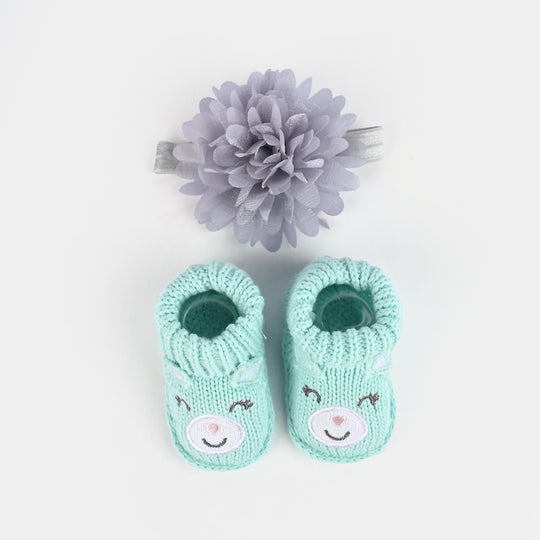 Woolen Baby Socks/Shoes With Ribbon | 0-6M