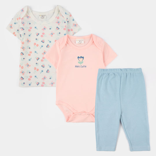 Infant Girls Jersey Terry 3Pc Suit - Pink