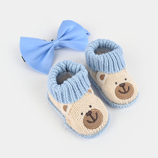 Woolen Baby Socks/Shoes With Bow | 0-6M