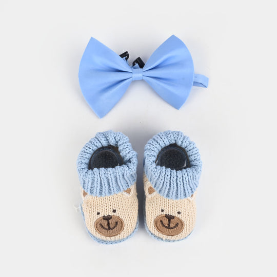 Woolen Baby Socks/Shoes With Bow | 0-6M