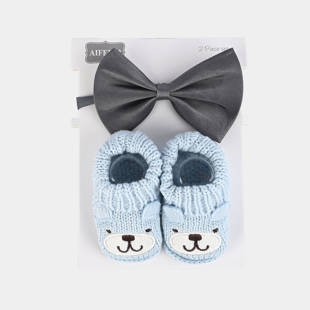 Woolen Baby Socks/Shoes With Bow | 0-6M