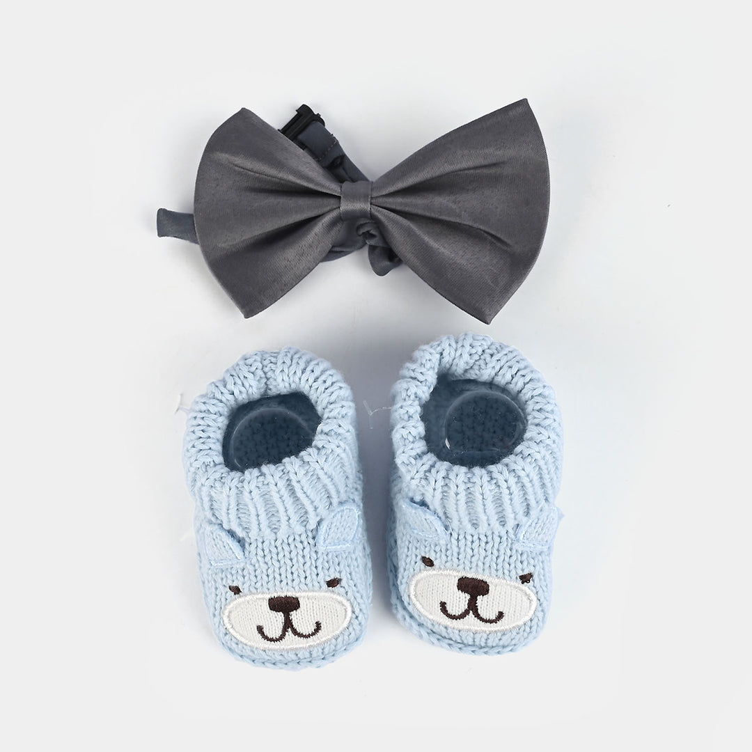 Woolen Baby Socks/Shoes With Bow | 0-6M