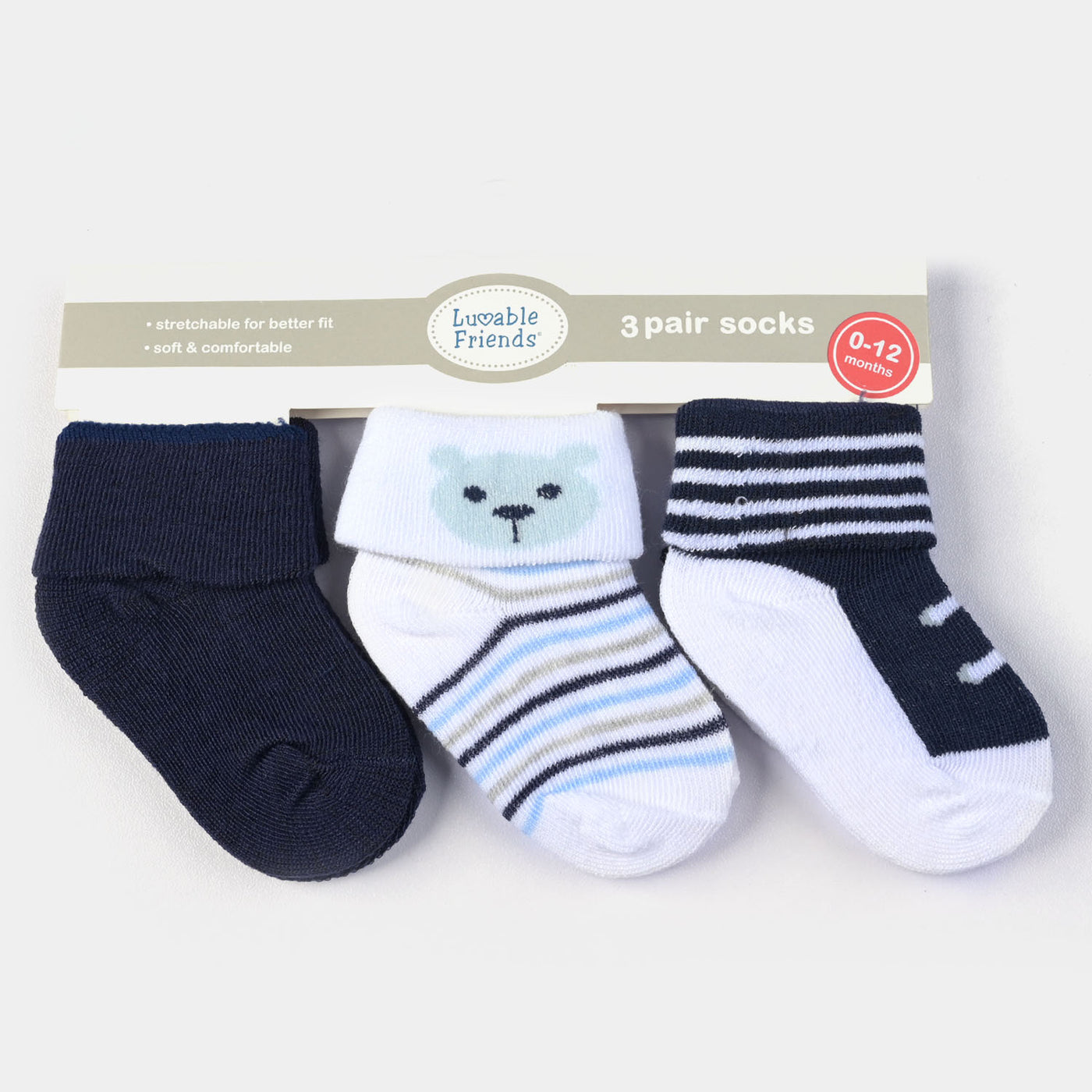 INFANT BABY 3 PAIR SOCKS | 0-12M