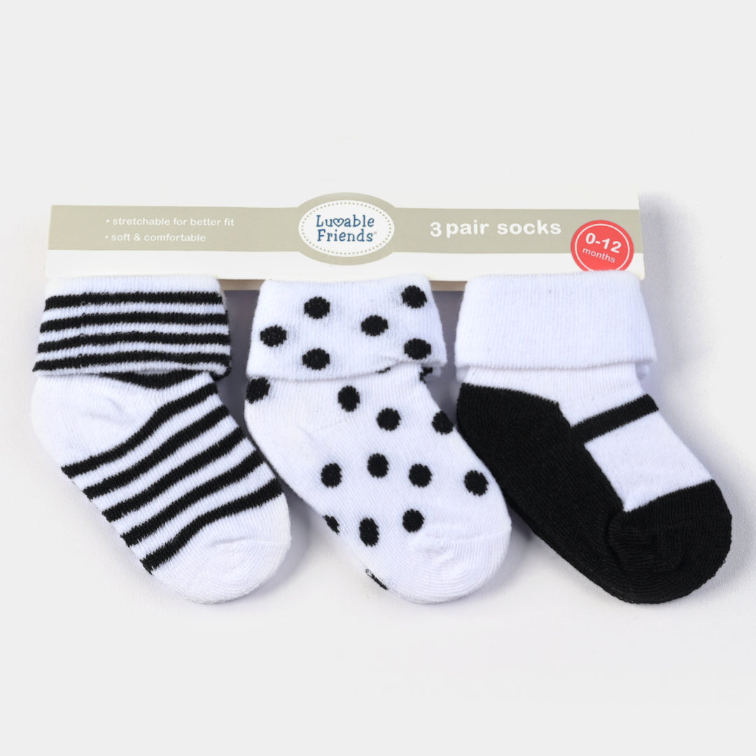 INFANT BABY 3 PAIR SOCKS | 0-12M