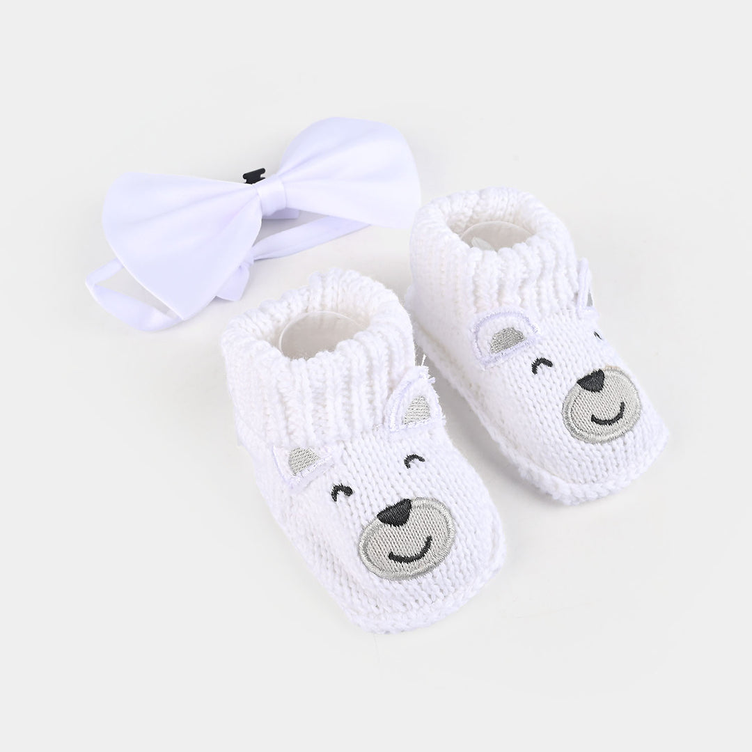 Woolen Baby Socks/Shoes With Bow | 0-6M