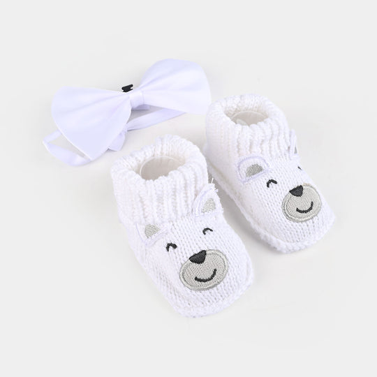 Woolen Baby Socks/Shoes With Bow | 0-6M