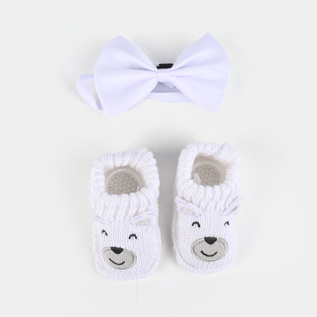 Woolen Baby Socks/Shoes With Bow | 0-6M