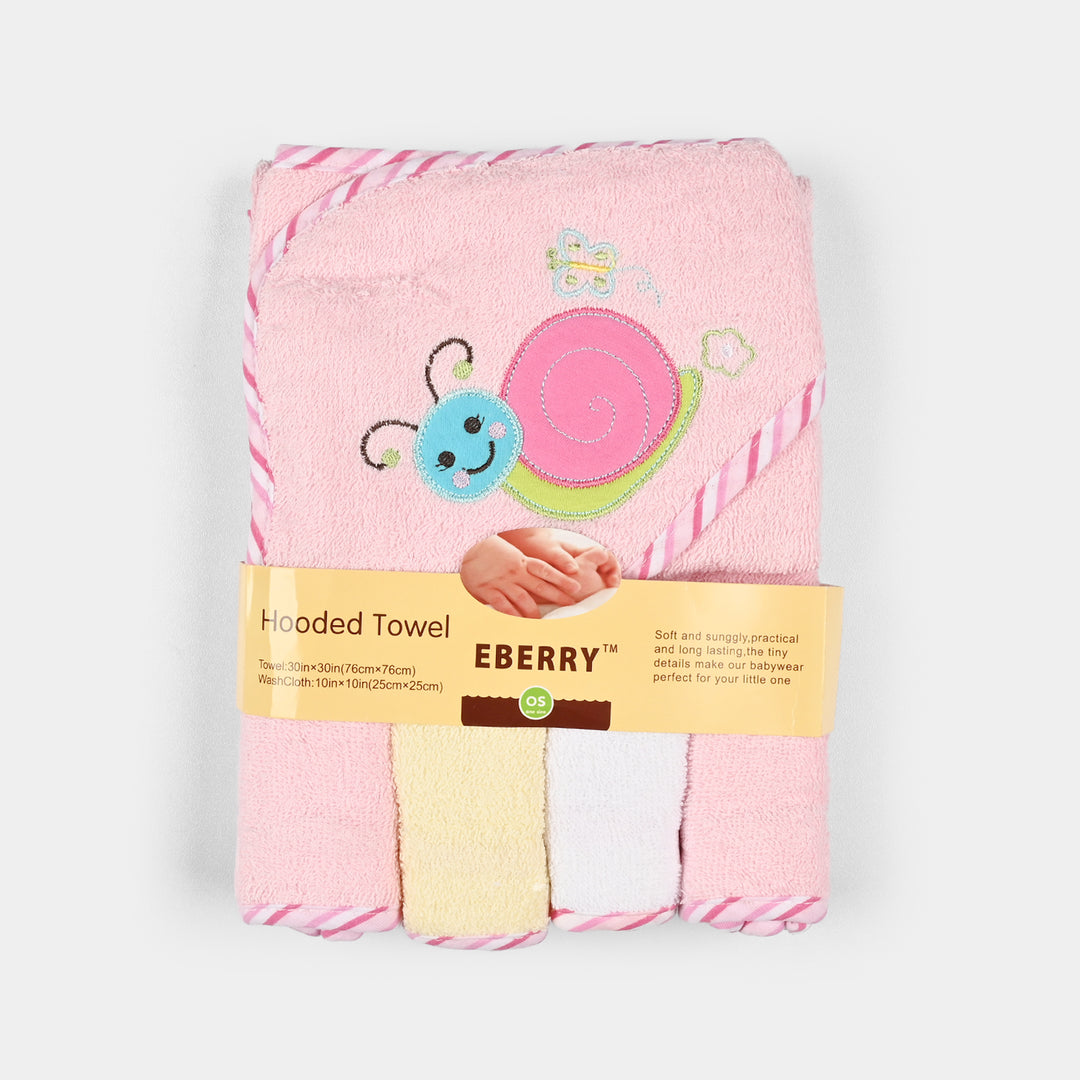 Baby Hooded Bath Towel + Washcloths 5Pcs