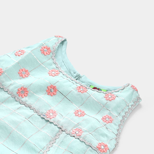 Infant Girls Organza 3PCs Suit Pretty Flower | Mint Green