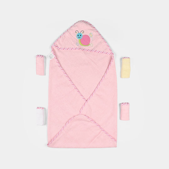 Baby Hooded Bath Towel + Washcloths 5Pcs