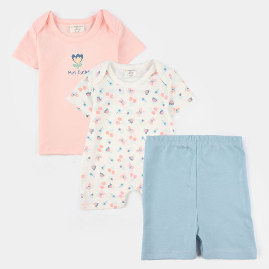 Infant Girls Jersey Terry 3Pc Suit - White