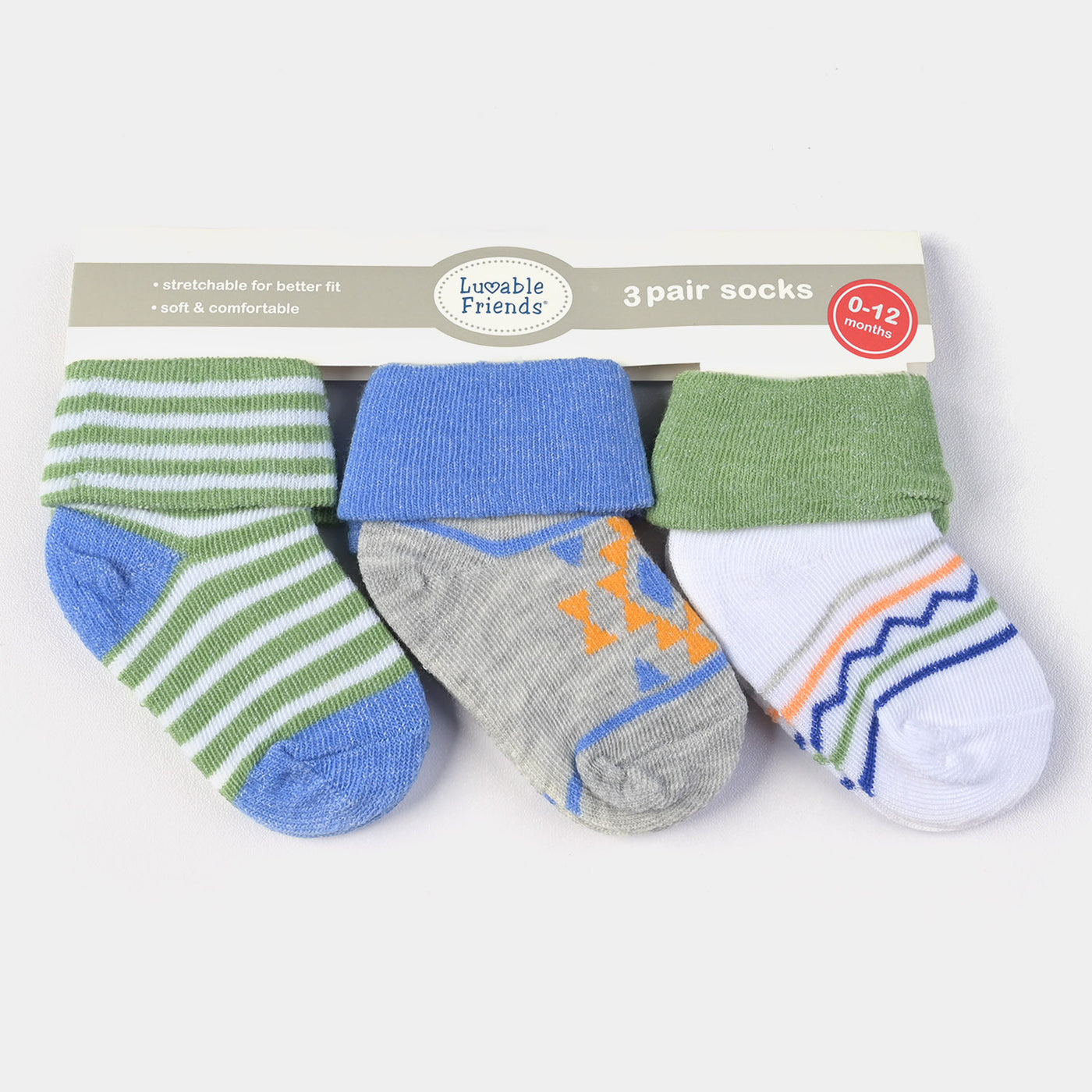 INFANT BABY 3 PAIR SOCKS | 0-12M