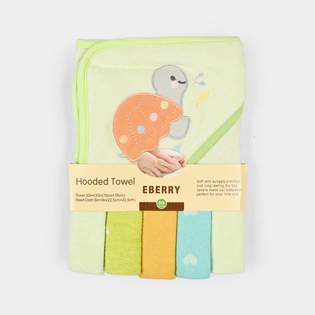 Baby Hooded Bath Towel + 5 PCs Face Towel