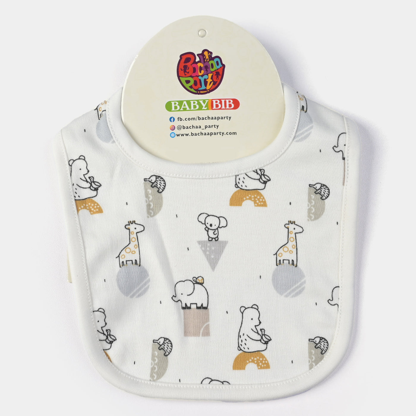 Animals Printed Baby Bibs/Apron | White