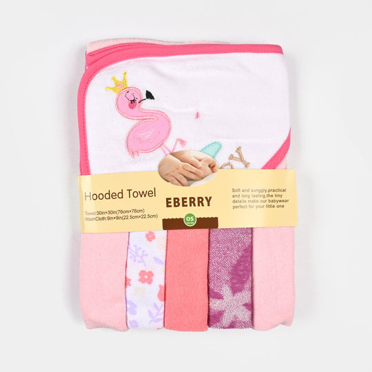 Baby Hooded Bath Towel + 5 PCs Face Towel
