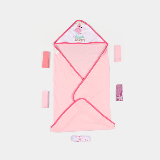 Baby Hooded Bath Towel + 5 PCs Face Towel