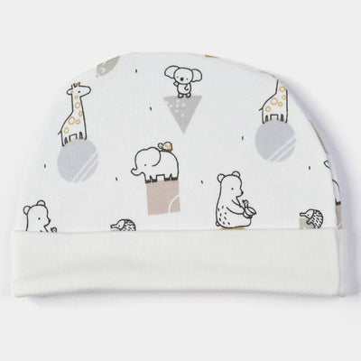 Animals Printed  Caps | White