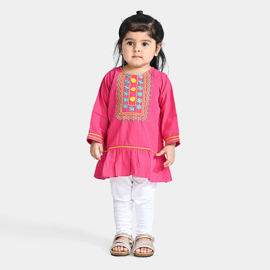 Infant Girls CVC EMB Kurti My Doll-Bright Pink