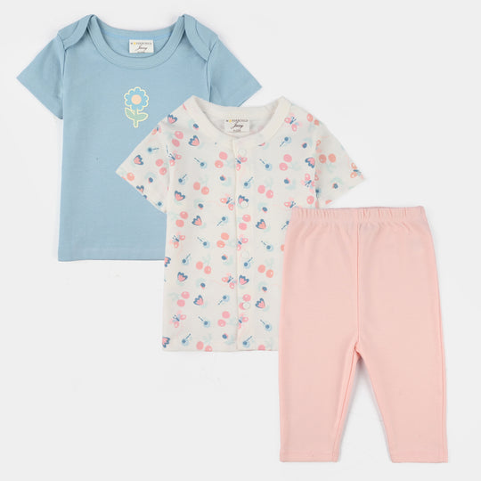 Infant Girls Jersey/Terry 3Pc Gift Set - White