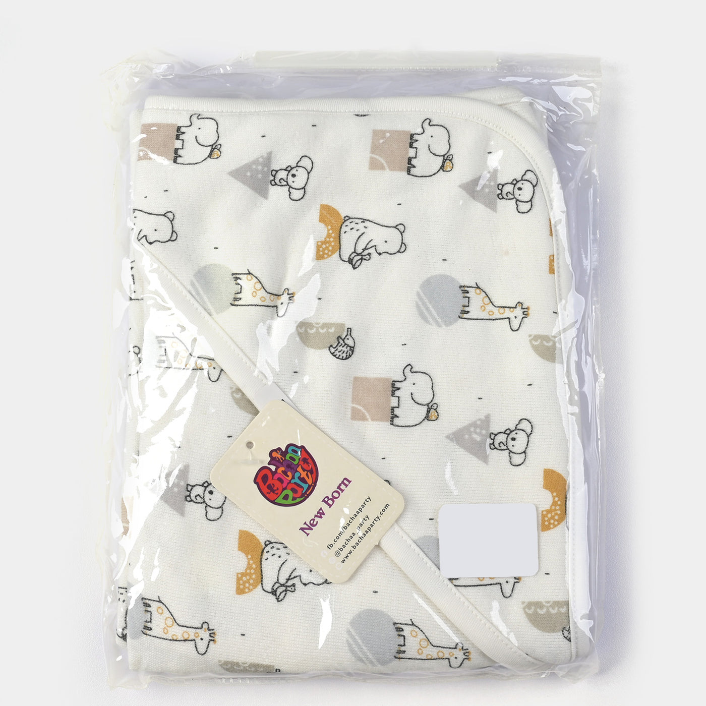 Animals Printed Baby Bath Towel | White