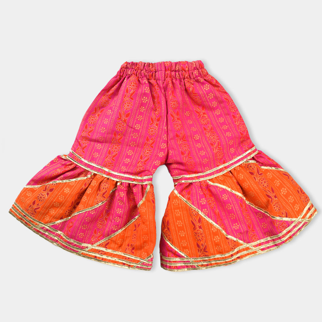 Infant Girls Raw Silk 3PCs Suit Rang Snapshot | Pink