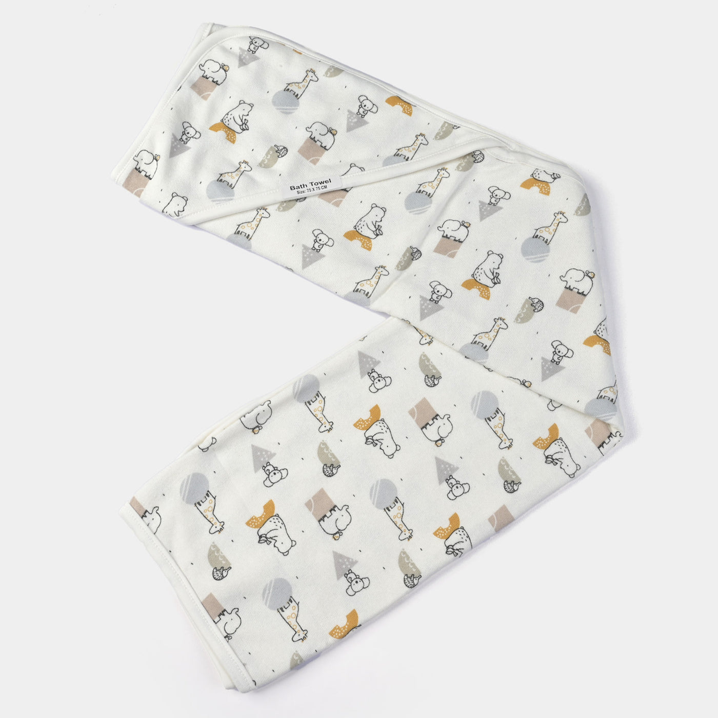 Animals Printed Baby Bath Towel | White