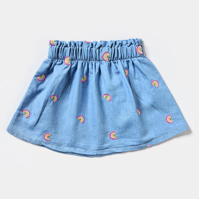 Infant Girls Tensile Denim (Light Denim) Skirt Rainbow-Ice Blue