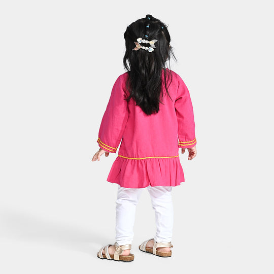 Infant Girls CVC EMB Kurti My Doll-Bright Pink