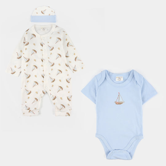 Infant Boys Jersey/Terry 3Pc Gift Set 287-055-BLUE