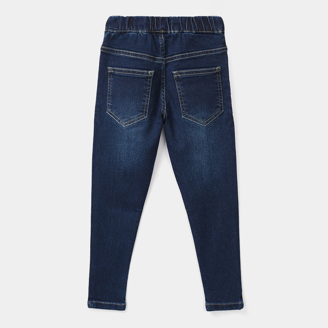Girls Denim Stretch Jegging (Basic) - Dark Blue