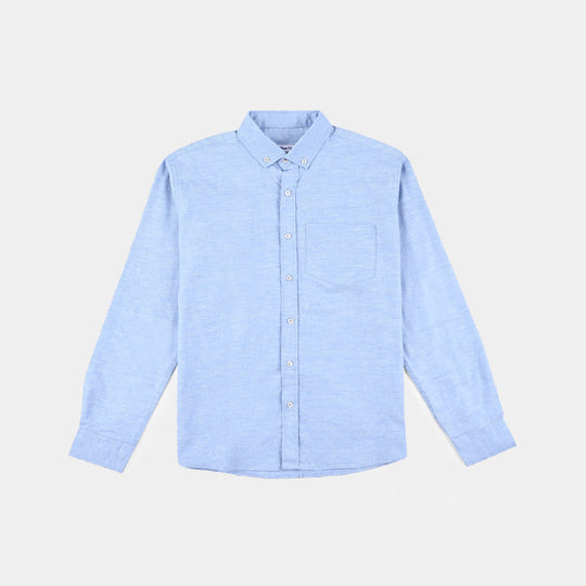 Teens Boys Oxford Casual Shirt F/S-LIGHT BLUE