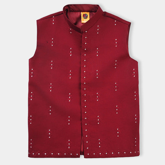 Boys Oxford Waistcoat LURE DOTS-MAROON