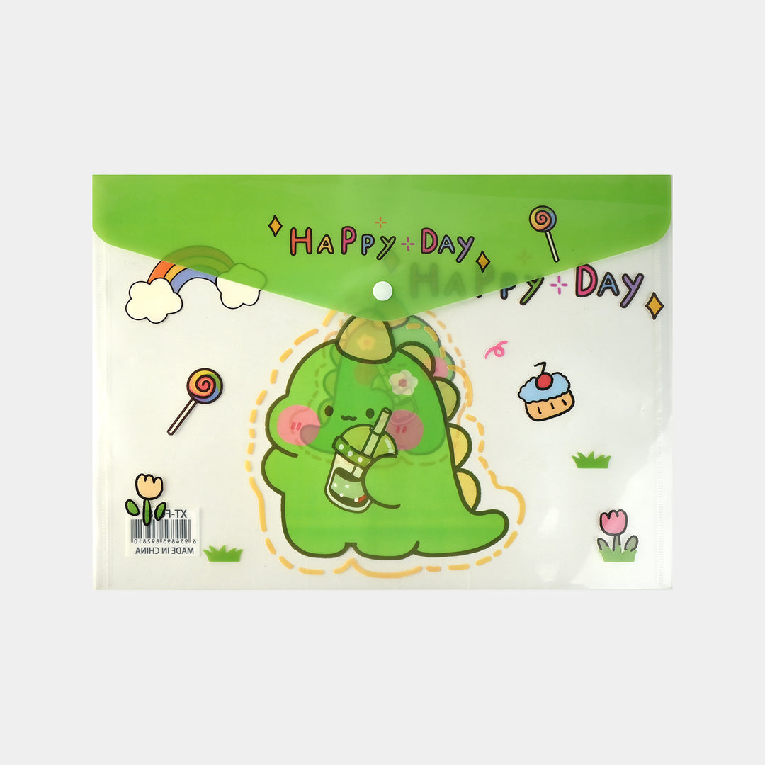 Clear Bag Button File Plastic Folder