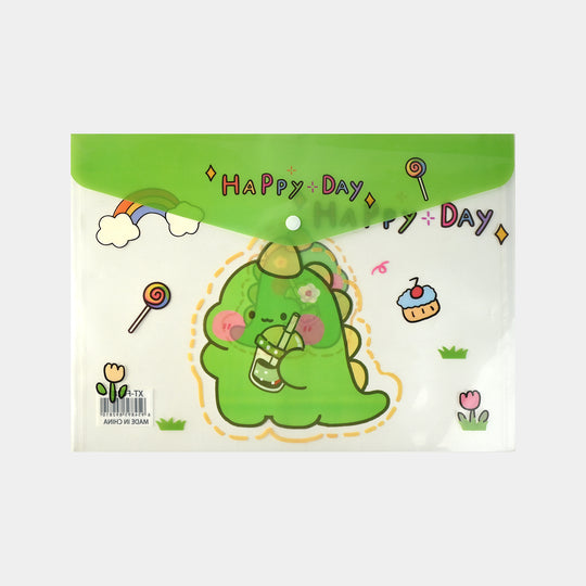 Clear Bag Button File Plastic Folder