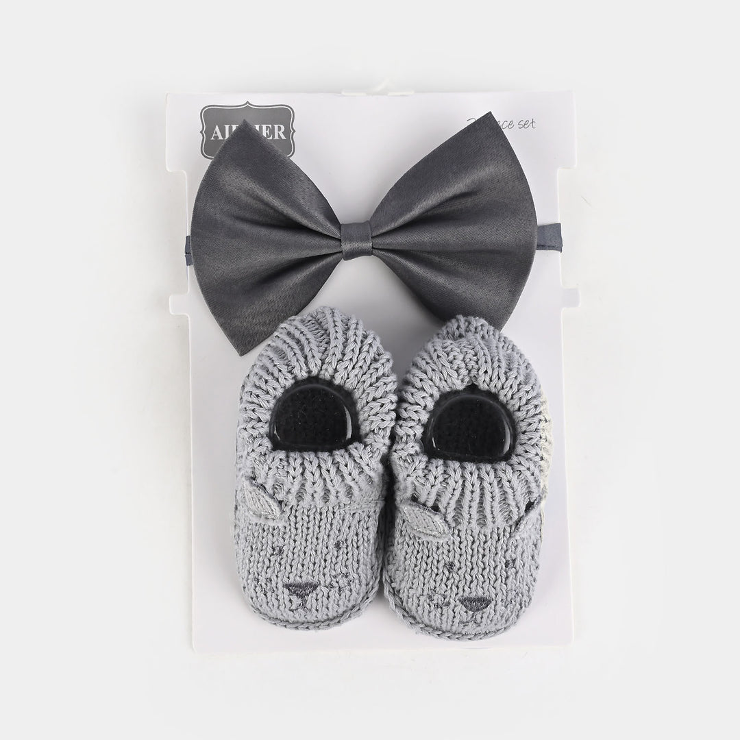 Woolen Baby Socks/Shoes With Bow | 0-6M