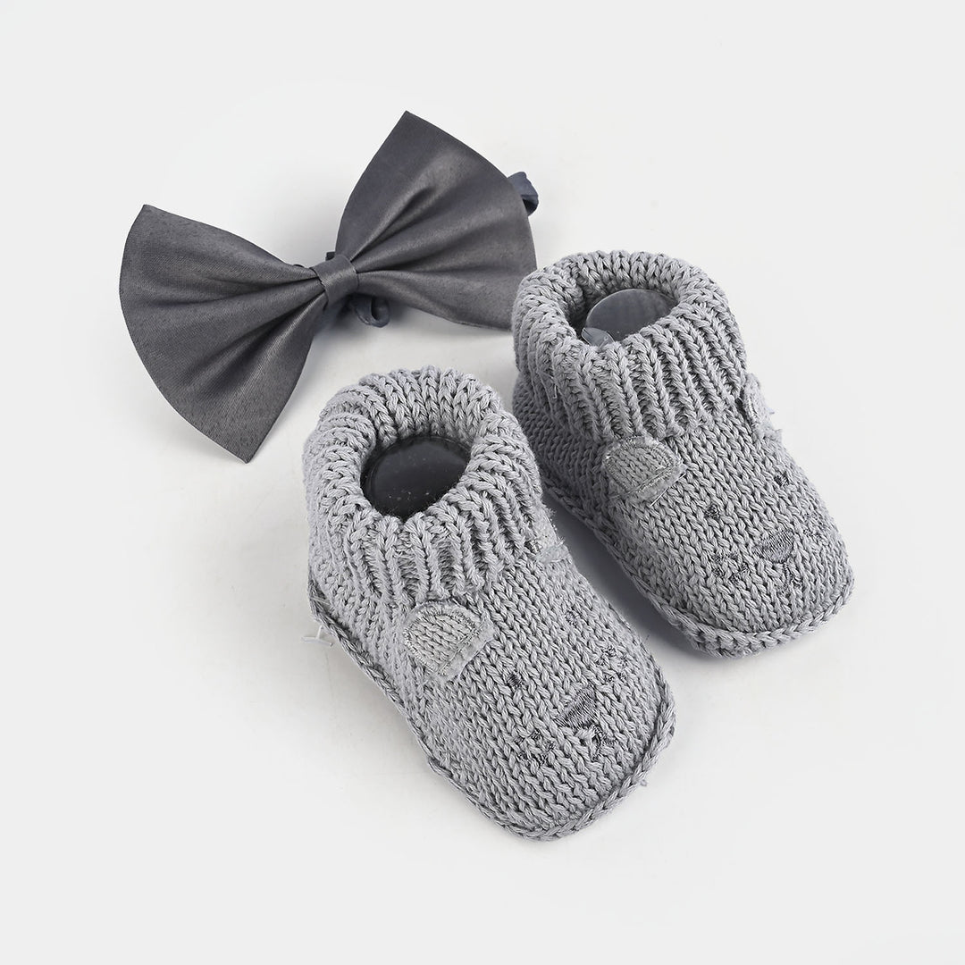 Woolen Baby Socks/Shoes With Bow | 0-6M