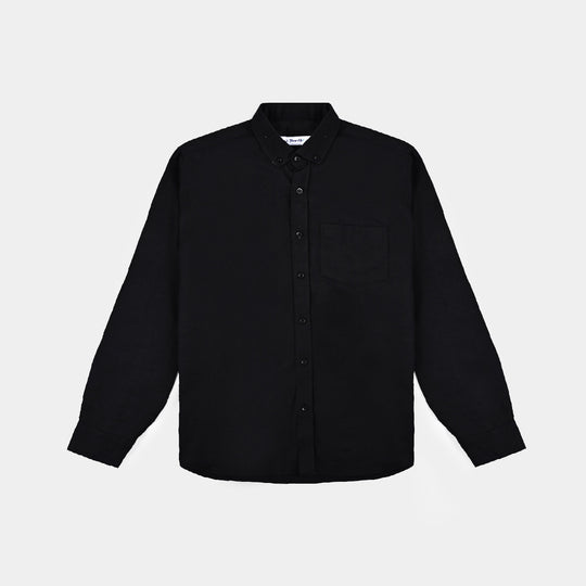 Teens Boys Oxford Casual Shirt F/S-BLACK