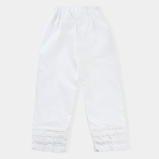 Girls Cotton Trouser -White