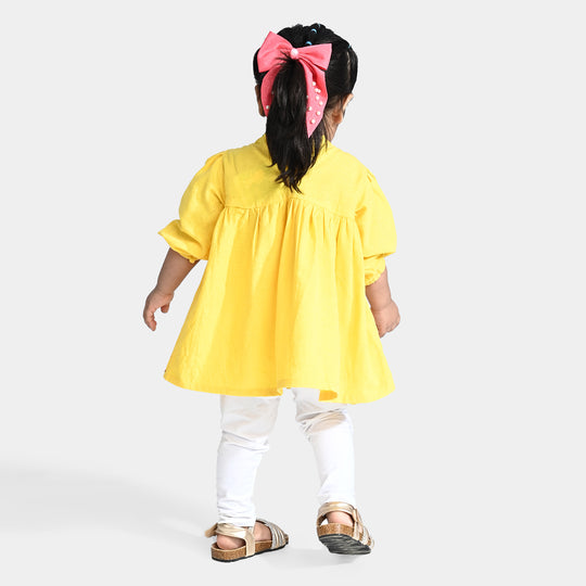 Infant Girls EMB Kurti Little Darling-Yellow