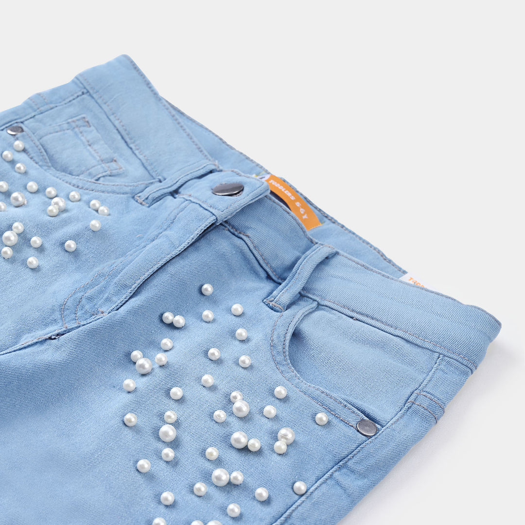 Girls Denim Stretch Pant Pearl-LIGHT BLUE