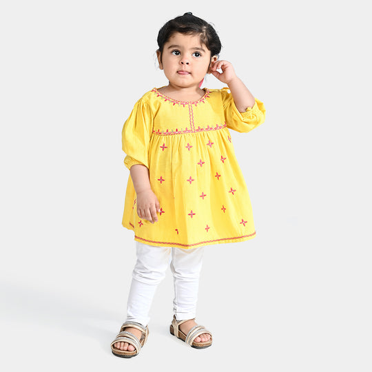 Infant Girls EMB Kurti Little Darling-Yellow