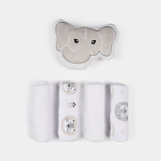 Baby Bath Towel + 4PCs Face Towel