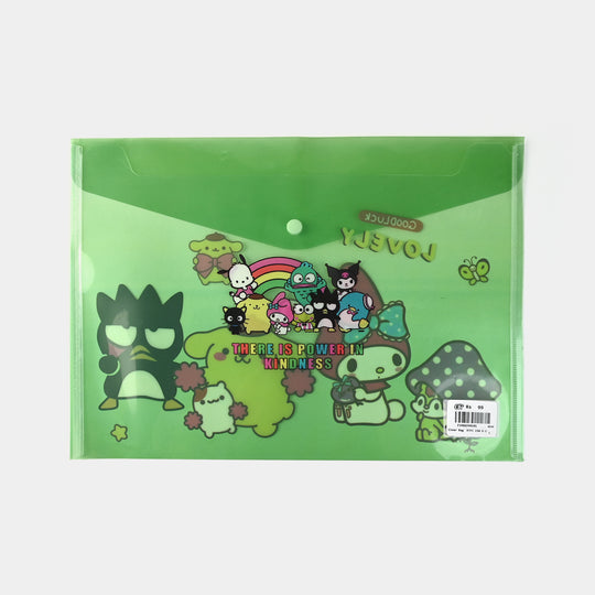 Clear Bag Button File Plastic Folder