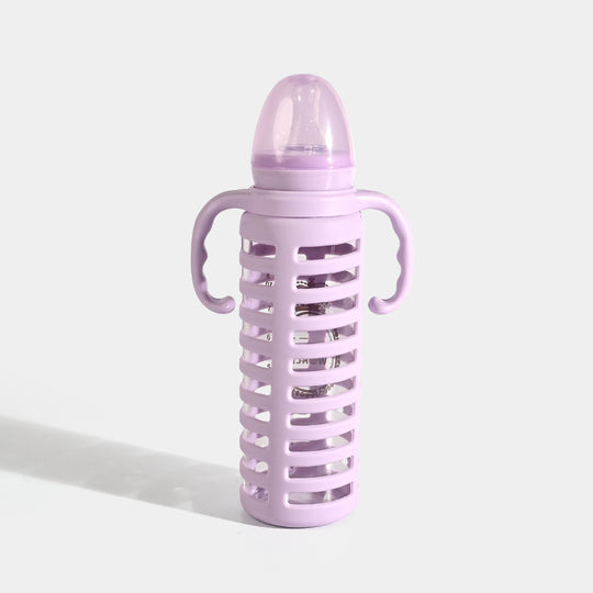 Glass Bottle 240ml With Handle Purple