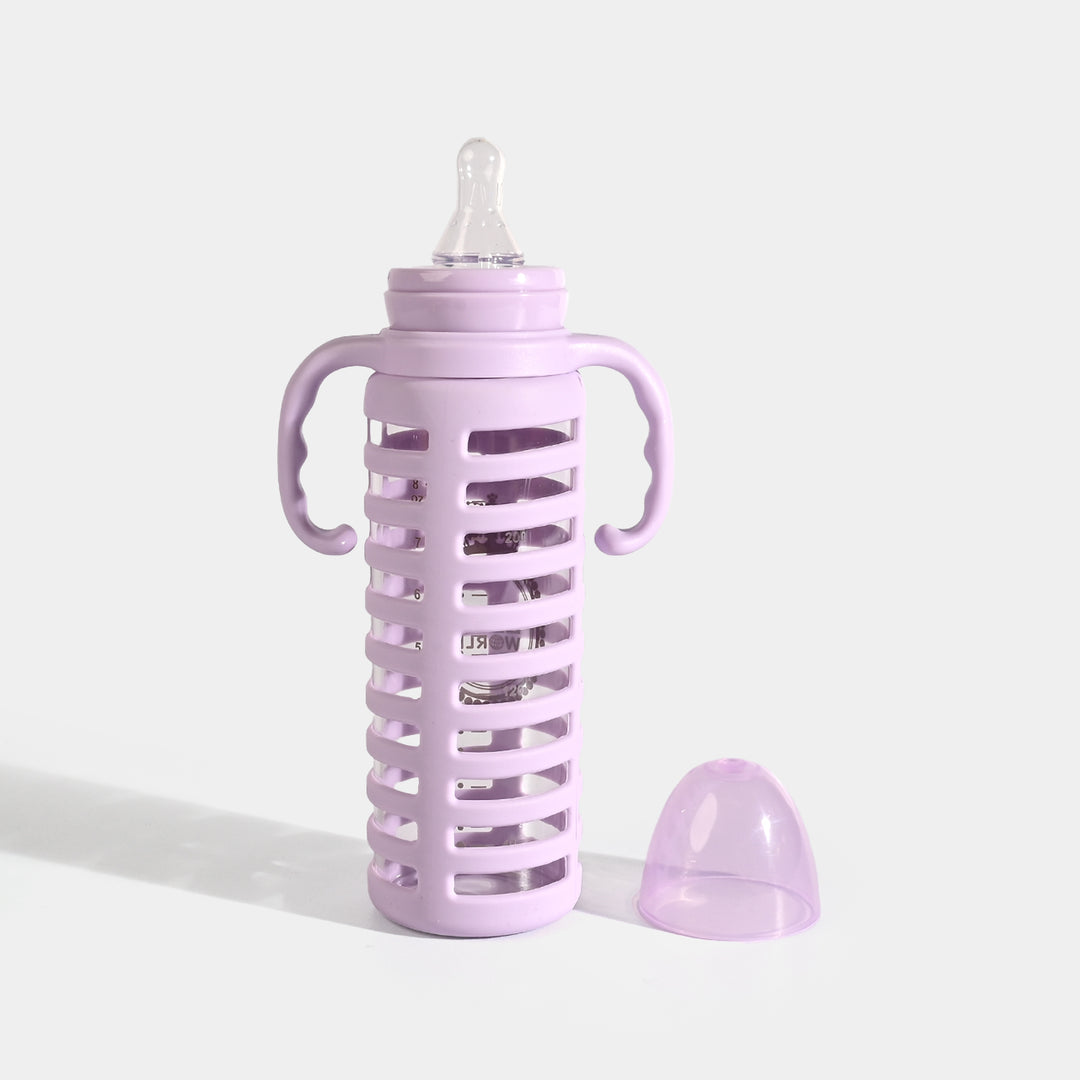 Glass Bottle 240ml With Handle Purple